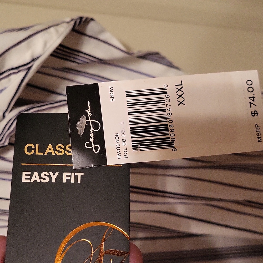 Sean John men's shirt, XXXL Classic Fit, black and white stripes - Picture 3 of 5